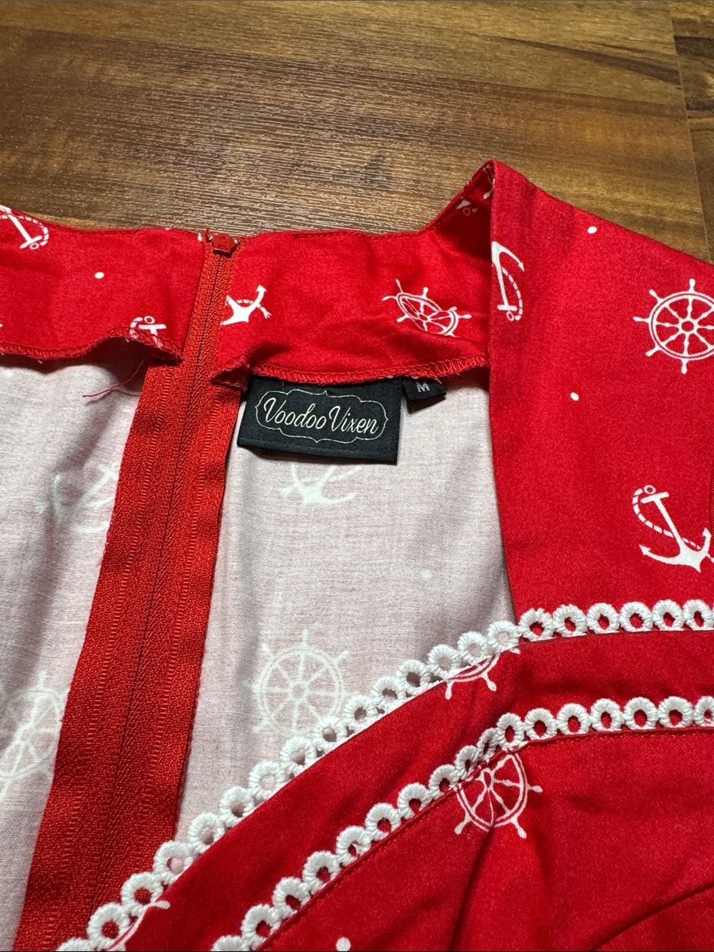Voodoo Vixen Red Nautical Asymmetrical Swing Dress - Picture 4 of 5
